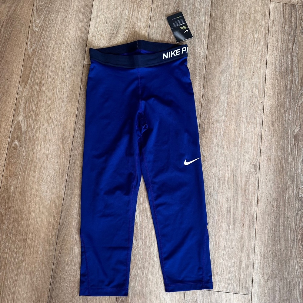Nike Pro Cool Women Blue Dri-FIT Training Capri Leggings 839999-455 Medium NWT